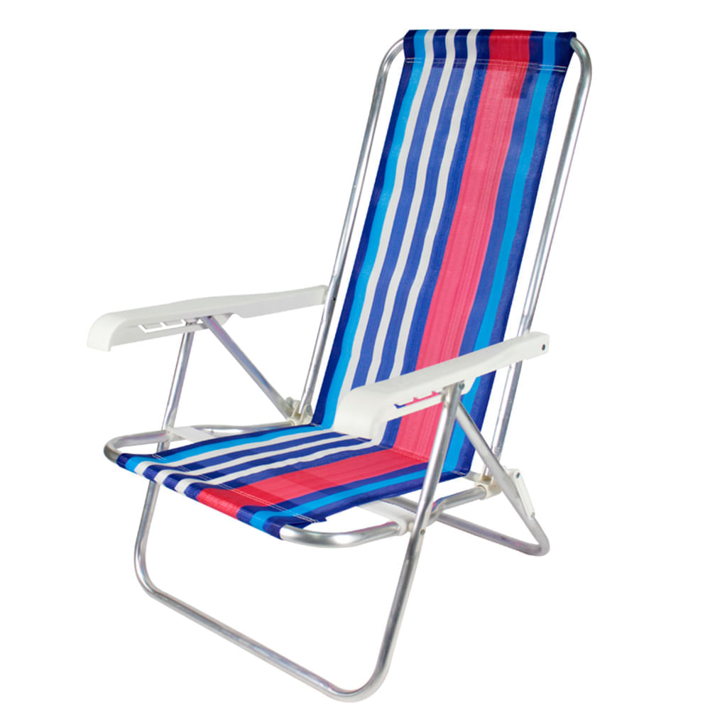Cadeira de Praia Belfix 25000 Reclinável 4 Posiçoes Alumínio - Cores Sortidas
