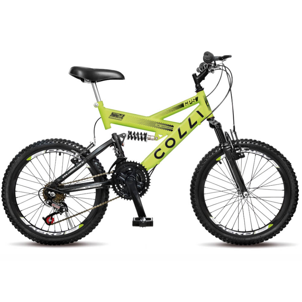 Bicicleta Colli GPS Aro 20 com Freio V-Brake e Guidão Down Hill - Amarelo Neon