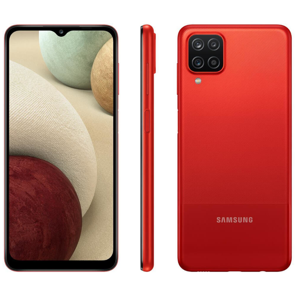 Smartphone Samsung A12 6.5" 4GB RAM Octa-core com 64GB e Câmera Traseira Quádrupla - Vermelho