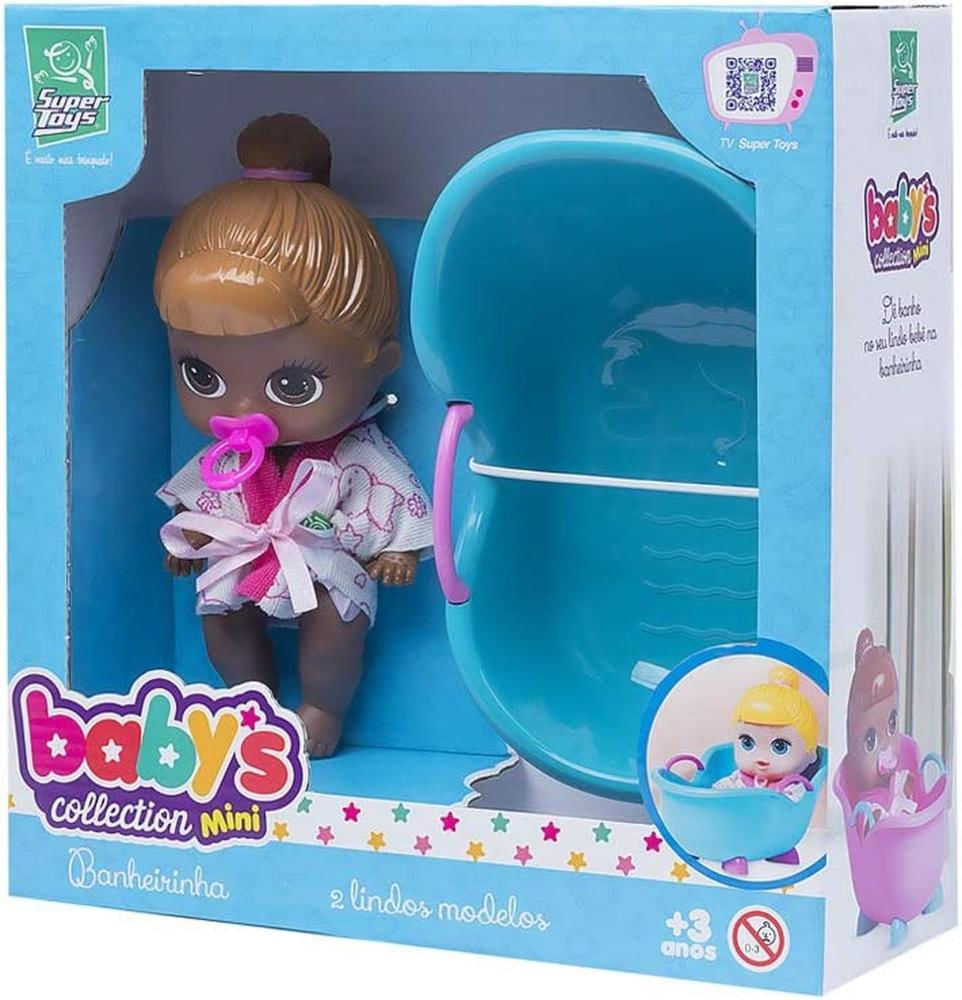 Boneca Bebê Mini Banheira Babys Collection - Super Toys Negra - 349