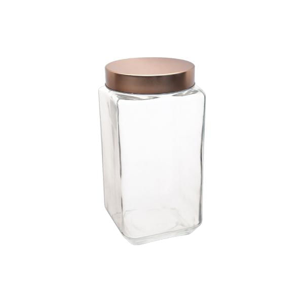 Porta mantimento quadrado em vidro com tampa Dynasty 2 litros cobre