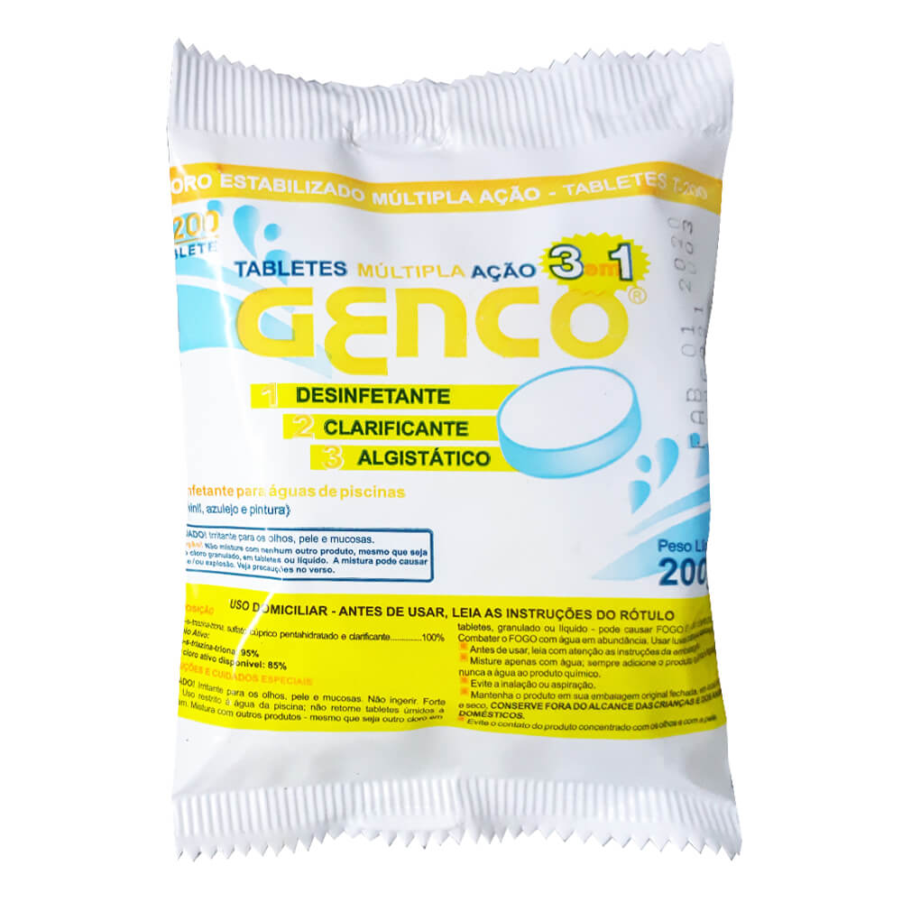 Cloro Multipla Acao Genco 3 em 1 Tablete de 200G