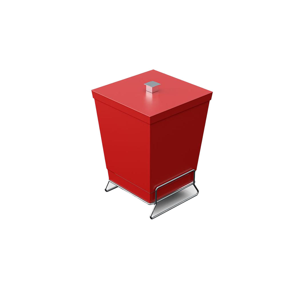 Lixeira quadrada com suporte Stolf 6,5L vermelha