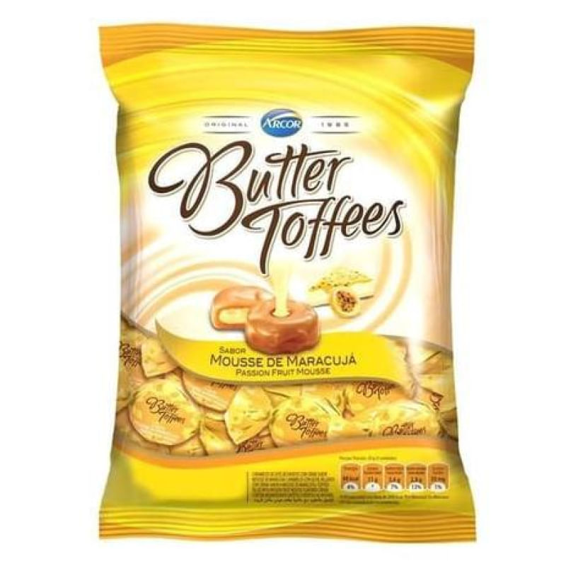 Arcor Bala Butter Toffees Mousse de Maracujá 100 gramas