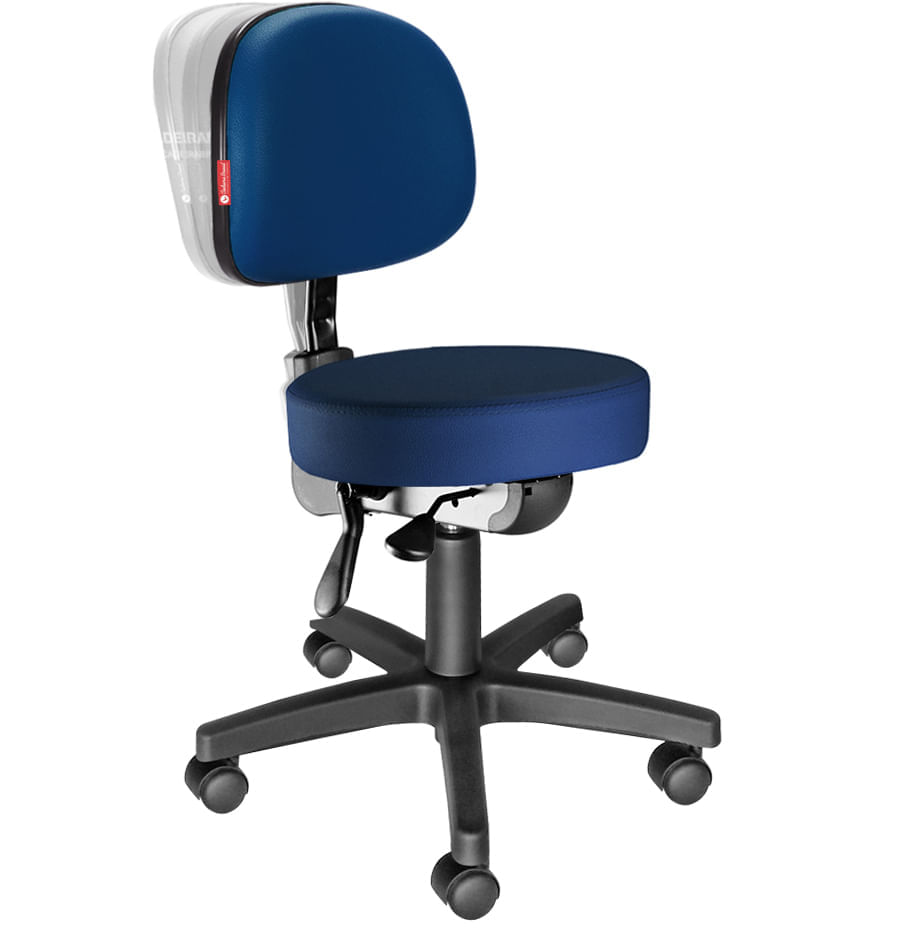 Mocho Estética Secretária Ergonômica Azul Escuro Cb 1628 Cadeira Brasil
