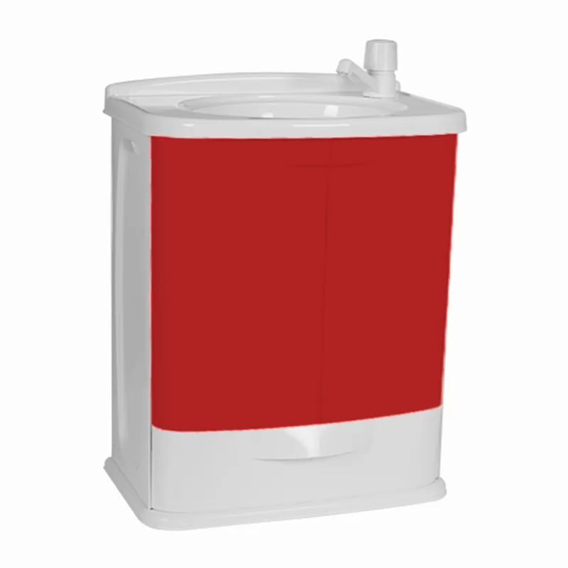 Gabinete GabFit com lavatório para banheiro cor branco com vermelho - Astra