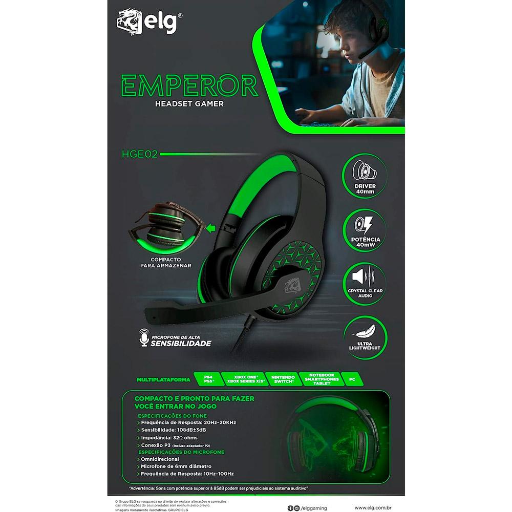 Headset Gamer HGE2 com Microfone Elg Preto