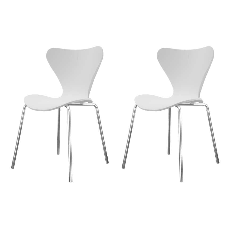 Conjunto com 2 Cadeiras Jacobsen Branco e Cromado