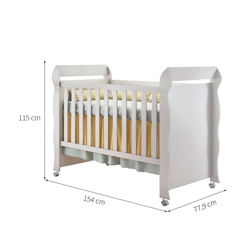 Quarto de Bebê Ariel IV Berço Guarda-Roupa Cômoda Branco Infantil