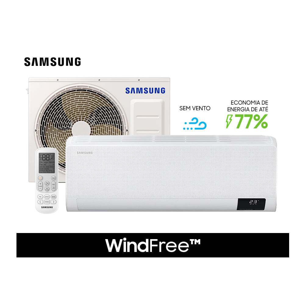 Ar Condicionado Split Hi Wall Inverter Samsung WindFree Sem Vento 12000 BTU/h Frio AR12AVHABWKNAZ – 220 Volts 220
