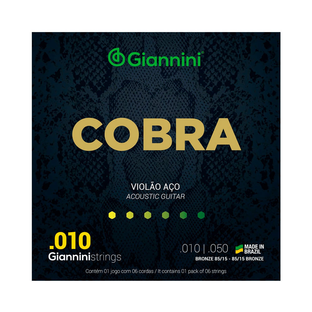 Encordoamento Giannini Cobra GEEFLE Violão Aço 10/50 - EC0041