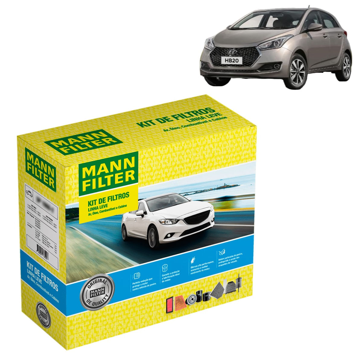 Kit de Filtros Mann Filter Hyundai HB20 1.6 16V Flex 2012 até 2019