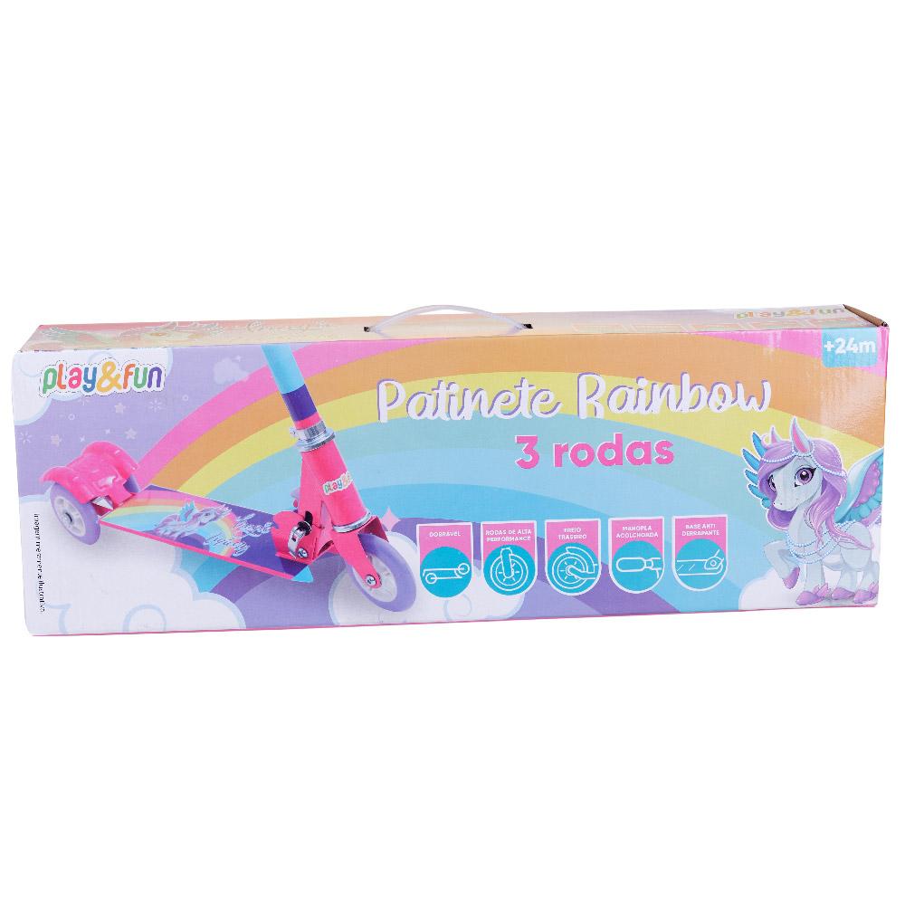 Patinete 3 Rodas Dobrável Rainbow Play&Fun Rosa/Lilás