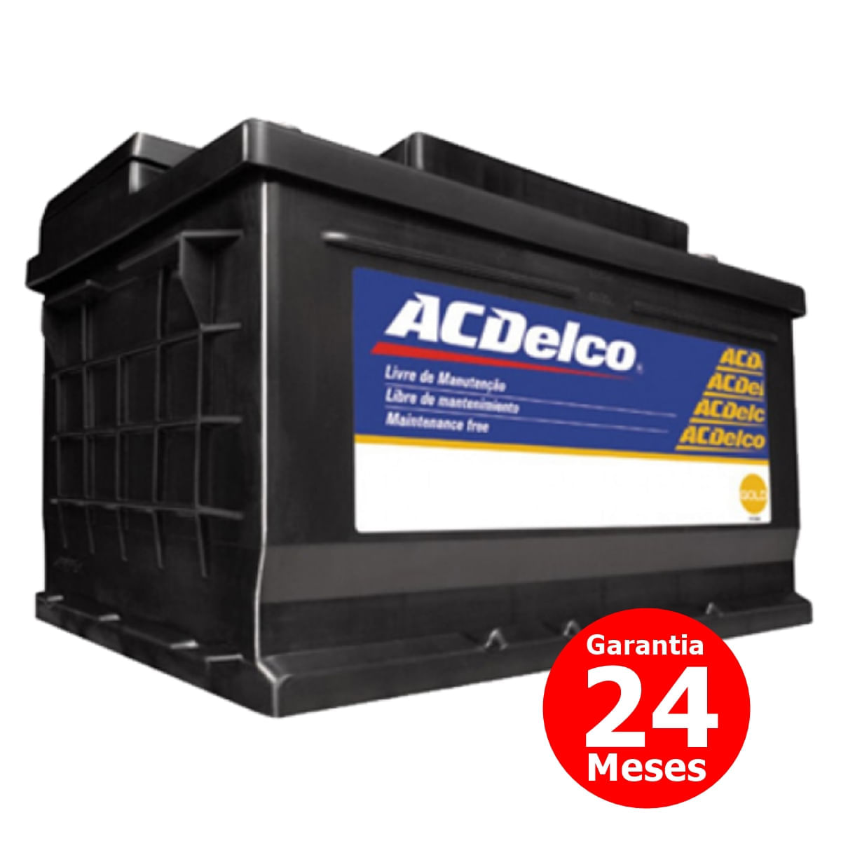 Bateria AcDelco 60 Amperes Caixa Alta Lado Positivo Direito 24 Meses de Garantia
