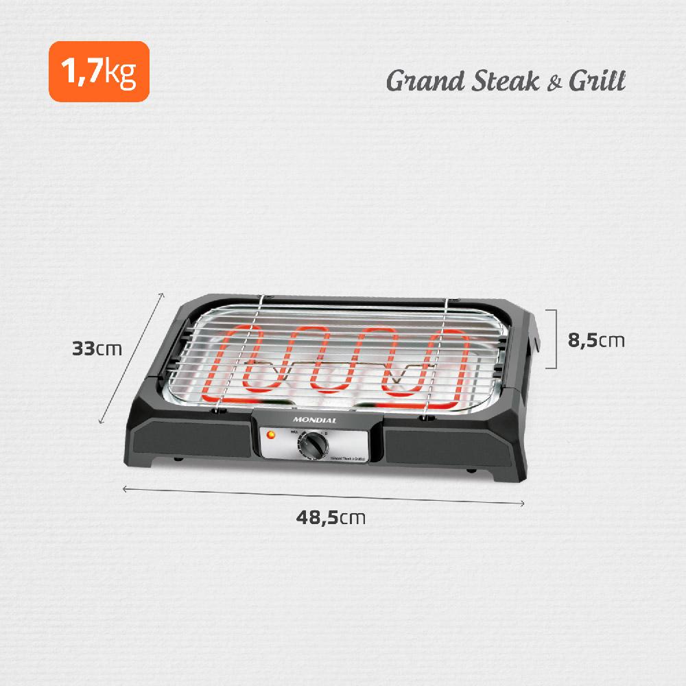 Churrasqueira Elétrica Mondial Grand Steak & Grill CH05 Preta 127V