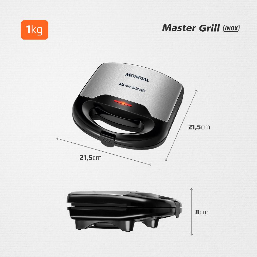Sanduicheira Grill Mondial Master Grill Inox S20 Preta 127V