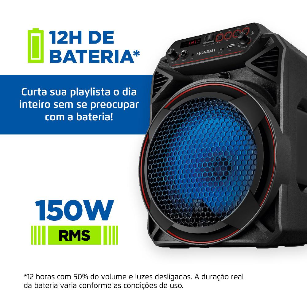 Caixa de Som Acústica Bluetooth 150W Mondial CM150