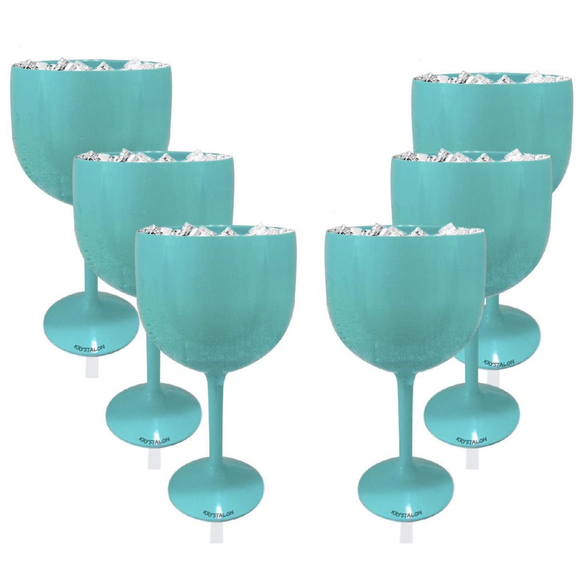 Kit 6 Taças Gin Azul Tiffany Acrílico Copo Gin