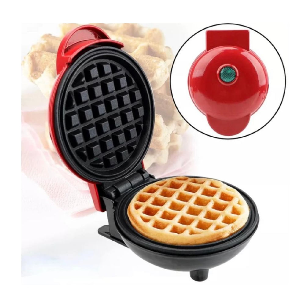 Máquina de Waffles 110v Vermelha Antiaderente Uso Doméstico