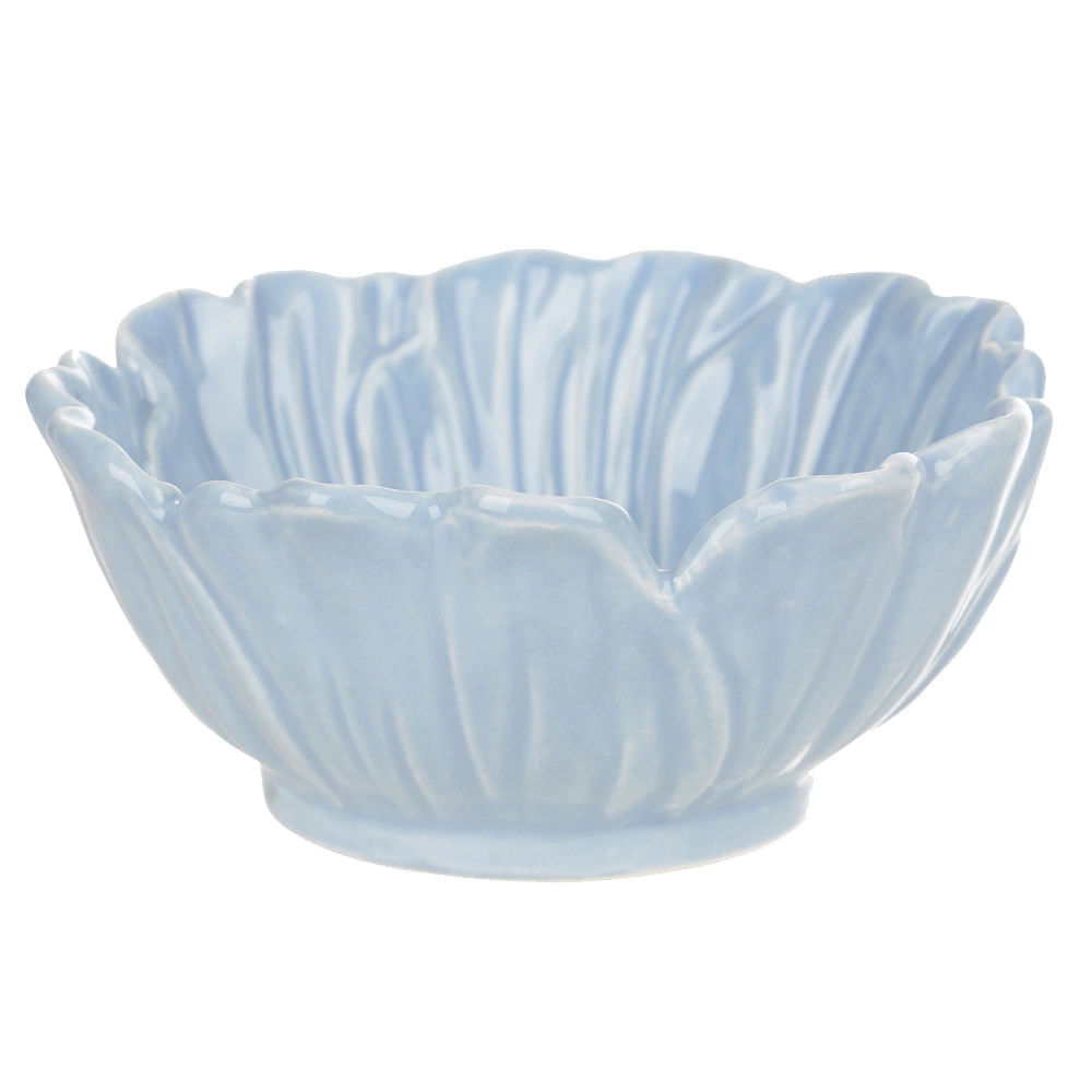 Bowl Petisqueira Cerâmica Flor Arte Pétalas Azul Claro 10,2x10,2x4,5cm UNICA