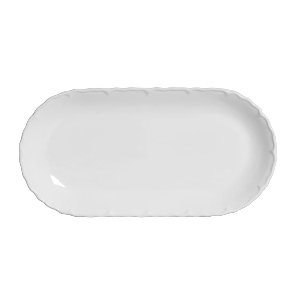 Travessa Rasa Scalla Paris Cerâmica Branca Oval 20cm - 1 Peça UNICA