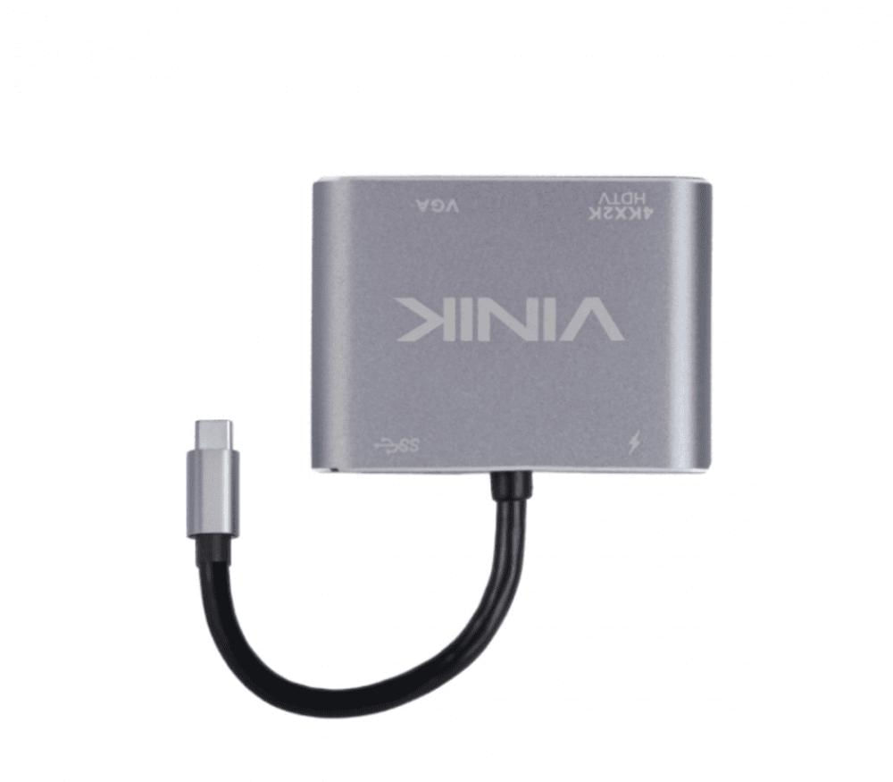 Adaptador TYPE C 4-EM-1 para HDMI VGA PD e USB 3.0 Vinik - AT41VN