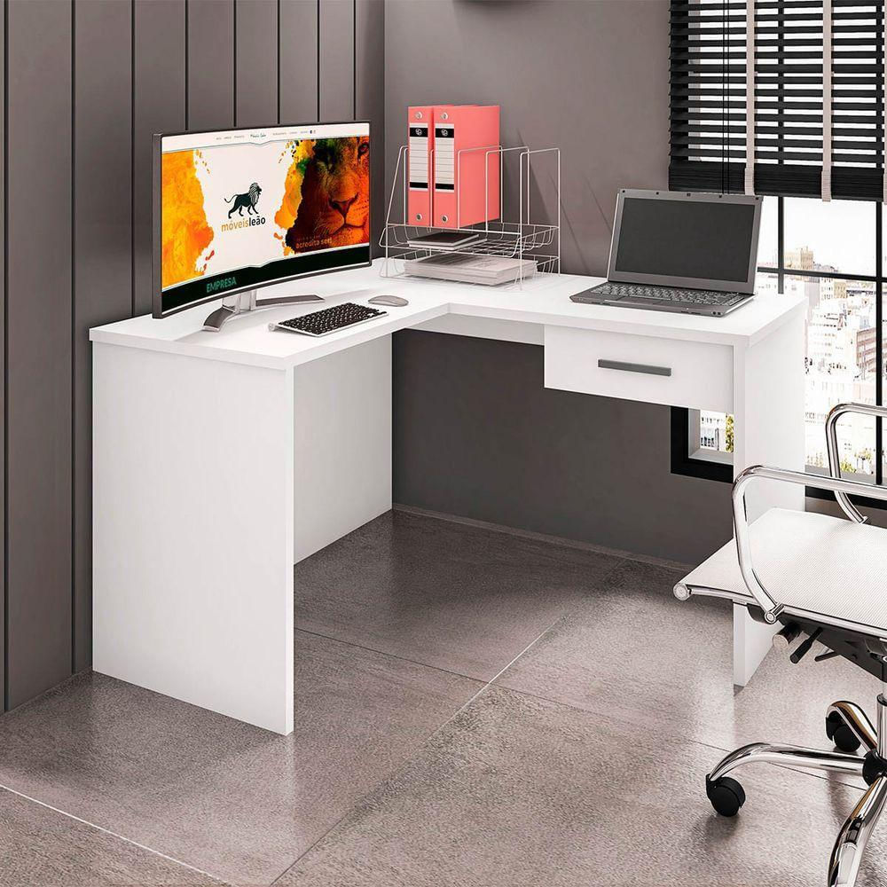 Mesa Escrivaninha Parati L01 Com Extensor E 1 Gaveta - Doce Sonho Móveis Cor Branco