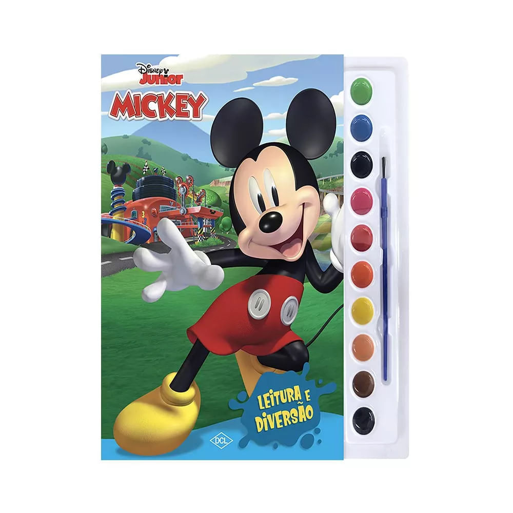 Livro Infantil Dcl com Aquarela e Pincel para Colorir Personagens Disney Mickey UNICA