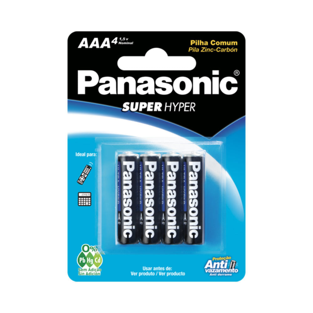 Pilha Panasonic Comum AAA com 4 Unidades Ultra UNICA