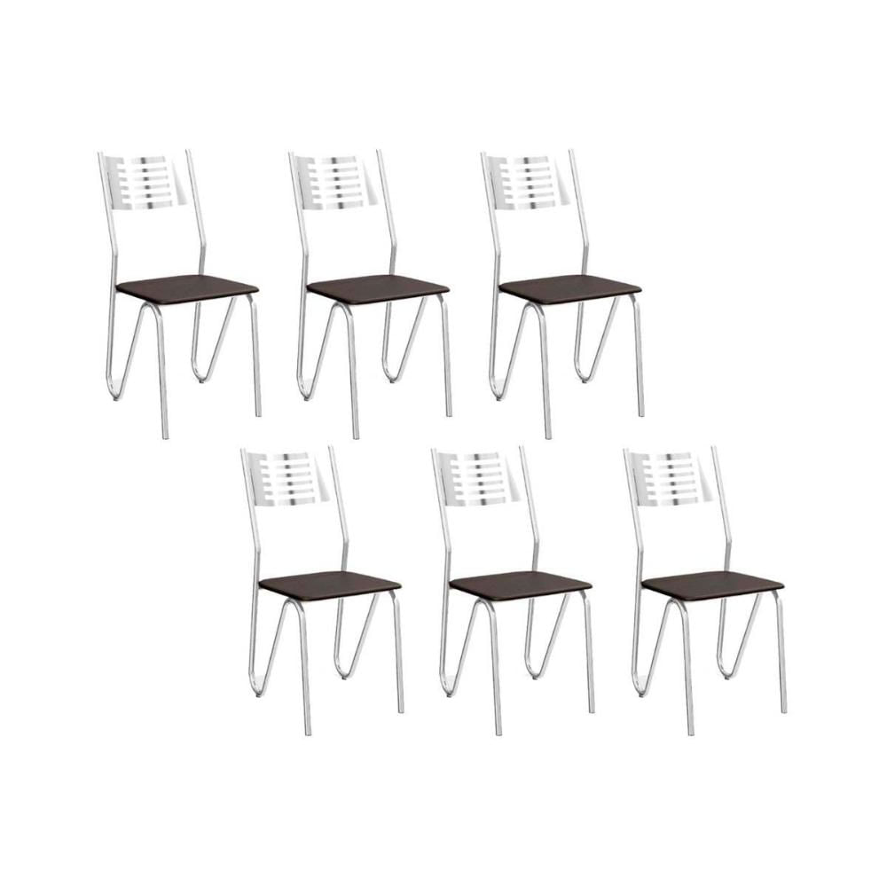 Cadeiras de Cozinha Nápoles C045 Kit 6 Un Cromada - Assento Preto 110 - Kappesberg