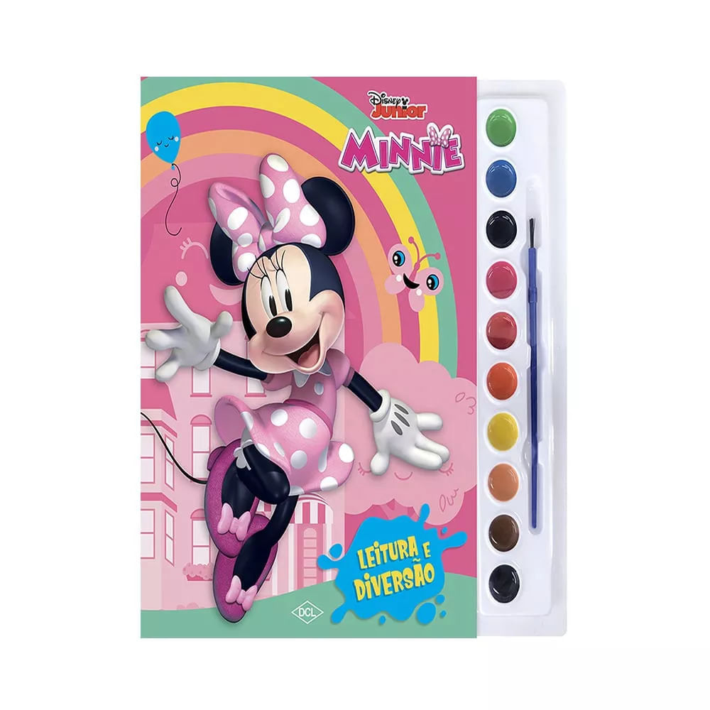 Livro Infantil Dcl com Aquarela e Pincel para Colorir Personagens Disney Minnie UNICA