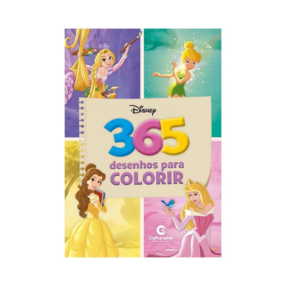 Livro Infantil Culturama 365 Atividades Colorir Princesas e Fadas Disney UNICA