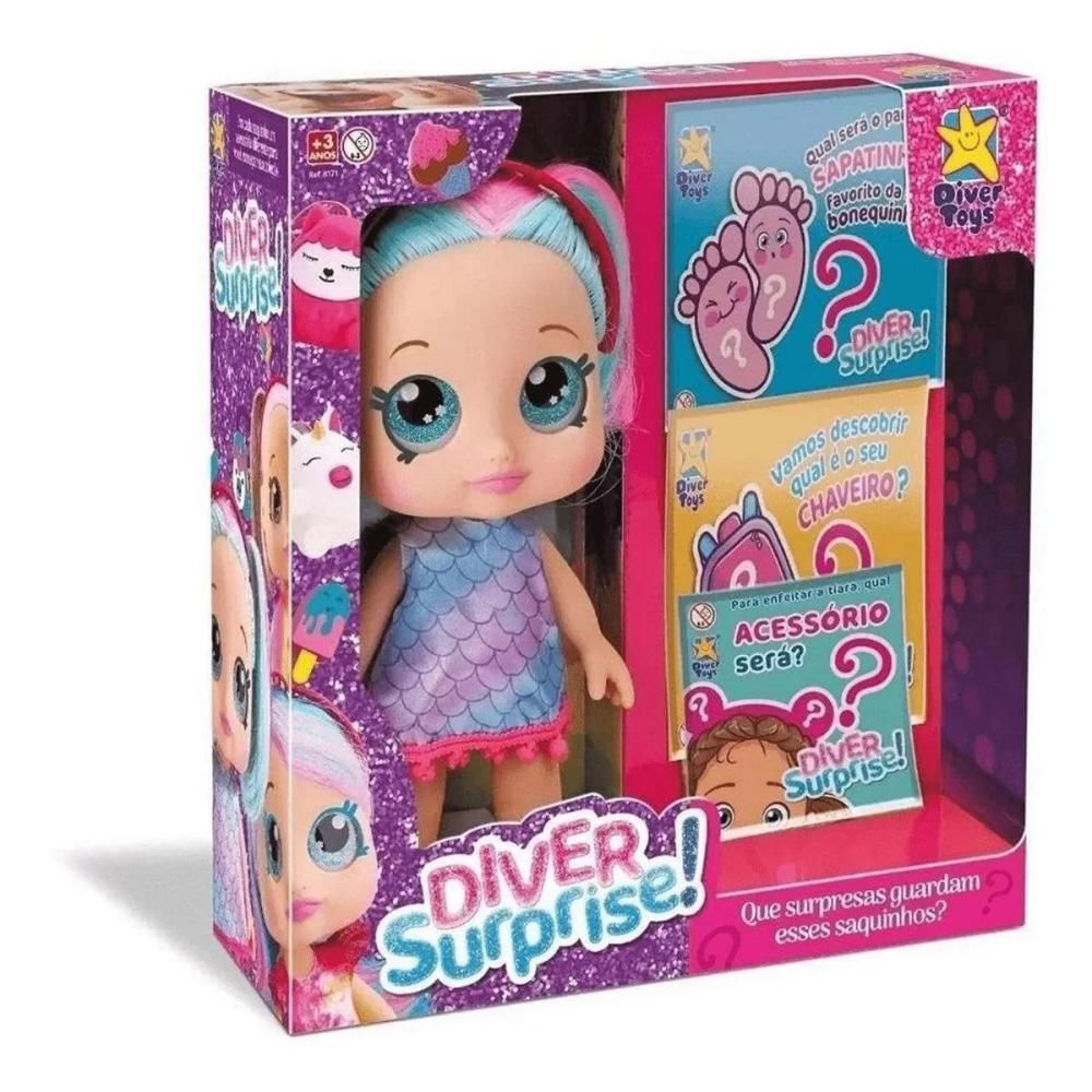 Boneca Divertida Surprise Com Acessórios Diver Toys - 8171