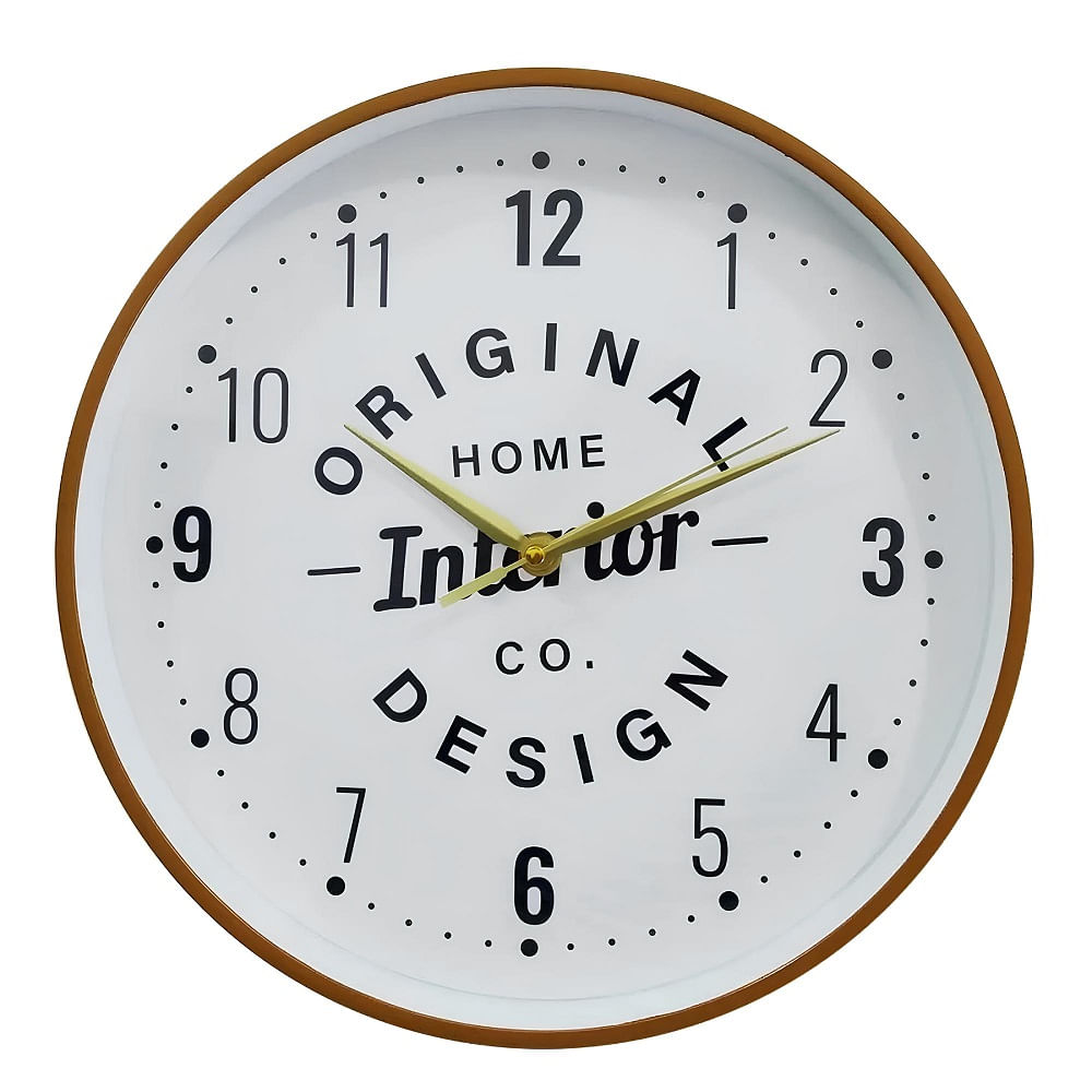 Relógio de Parede Grande 30cm Redondo - Dourado - Quartzo - Silencioso