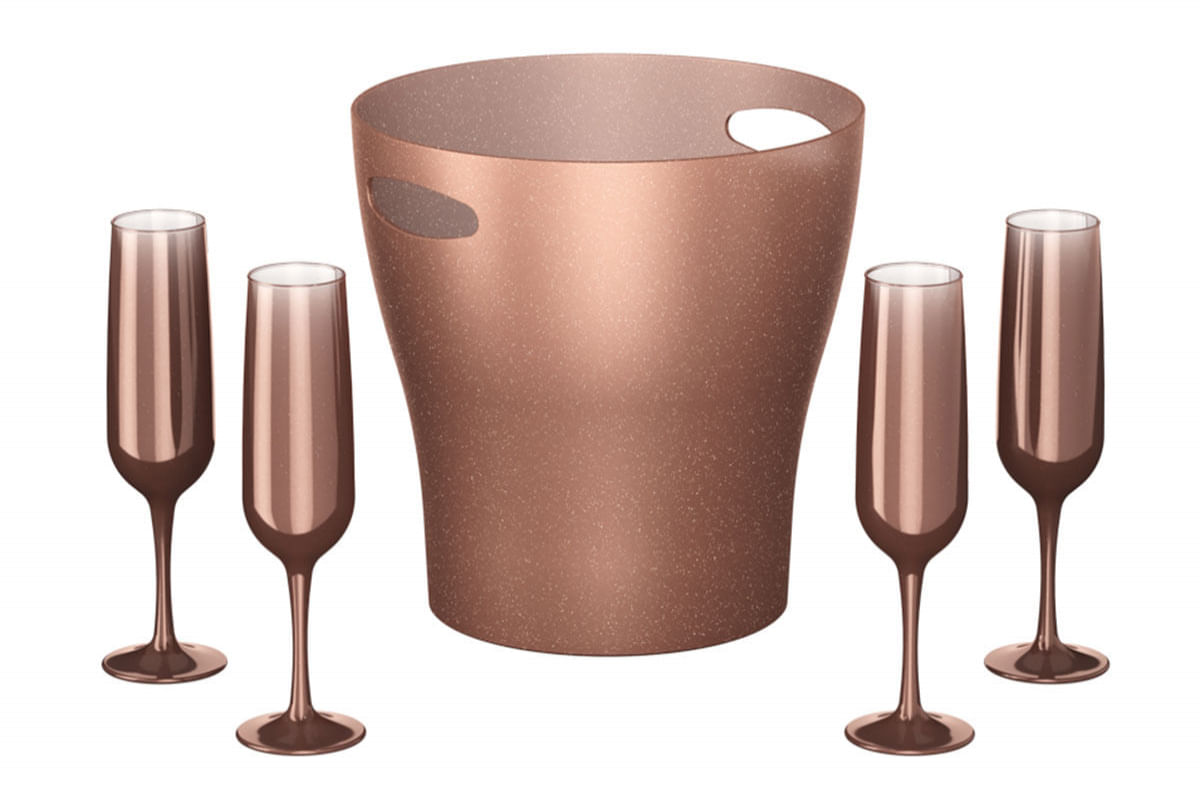 Kit Celebration Cooler + 4 Taças de espumante - Rosé