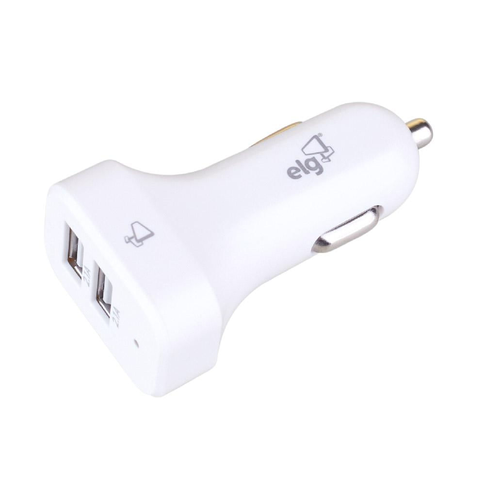 Carregador Veicular Universal 2 USB ELG CC2S Branco