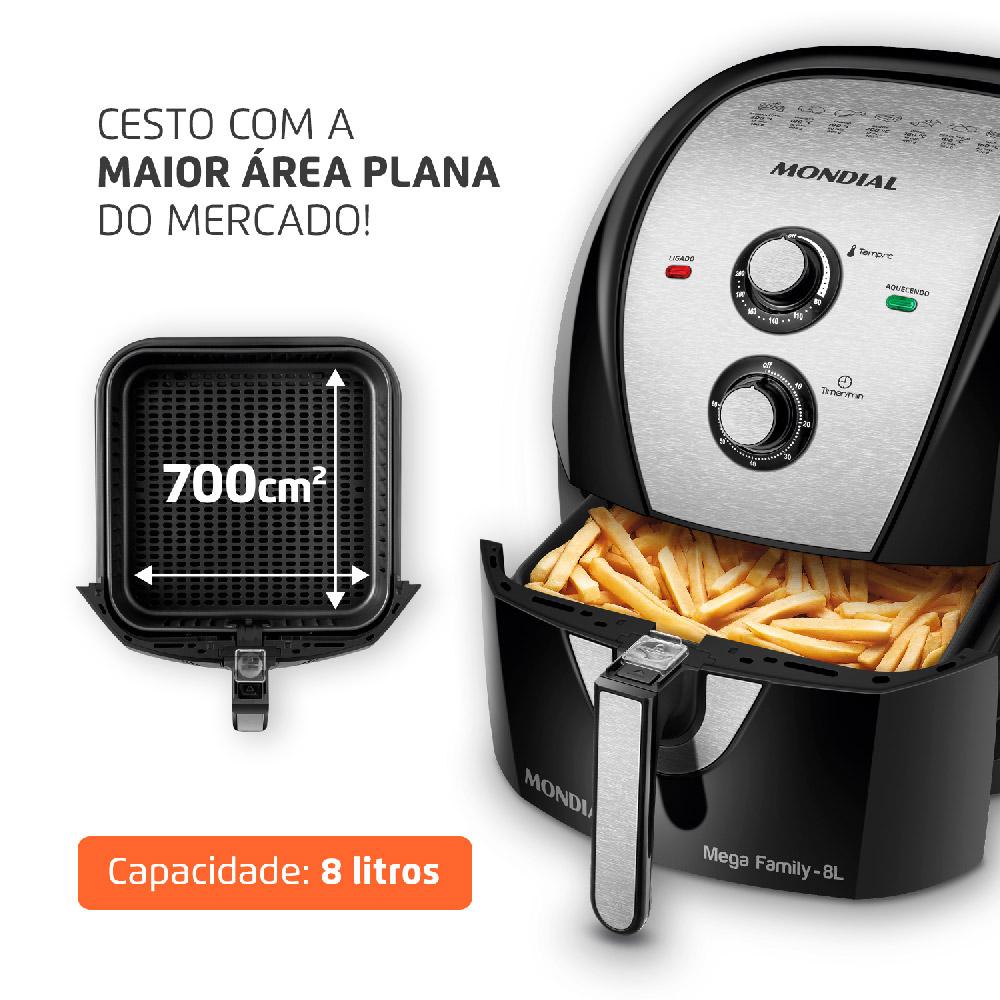 Fritadeira Air Fryer 8L Mondial Mega Family AFN80BI Preta 127V