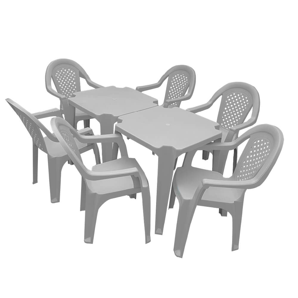 Conjunto TopPlast com Mesas de Plástico Top e 6 Cadeiras Isabela - Branco Branco