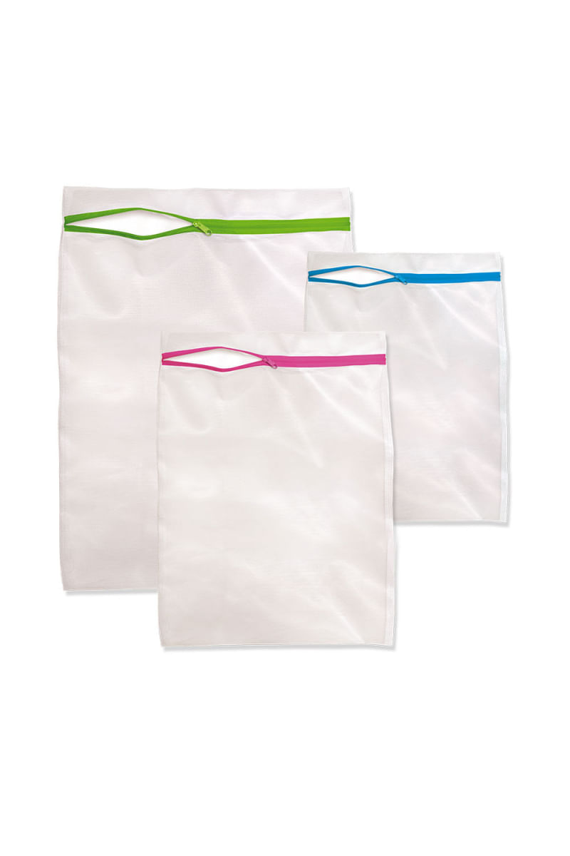 Kit Saco para Lavar Roupa Plast-Leo com 3 Peças Branco UNICA