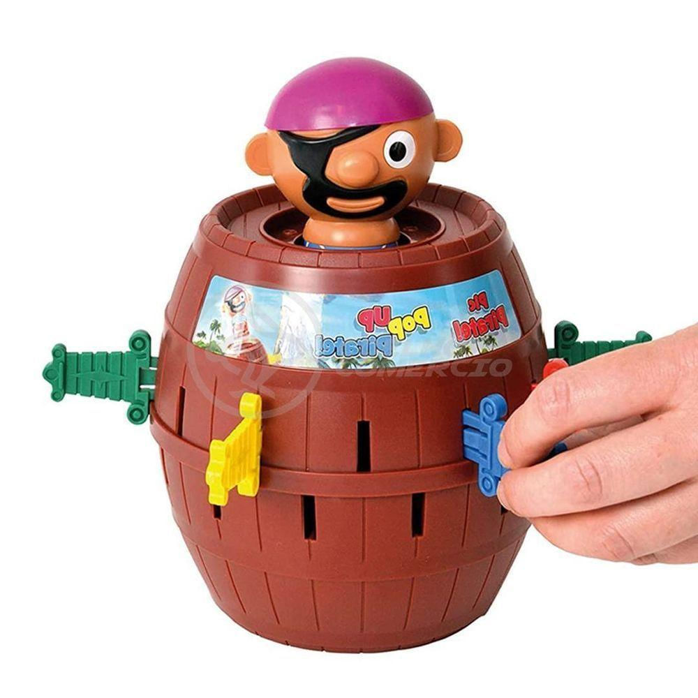 Brinquedo Jogo Divertido De Mesa Infantil Criança Tiktok Salta Pula Pirata Barril 16 Peças 18cm
