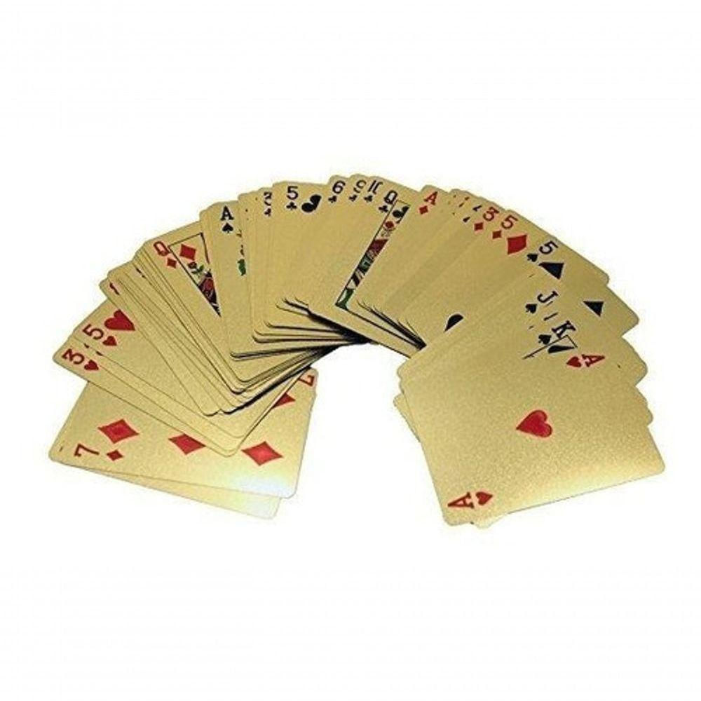 Baralho Dourado Ouro 24k Dollar Poker Cartas Jogos P&#039agua