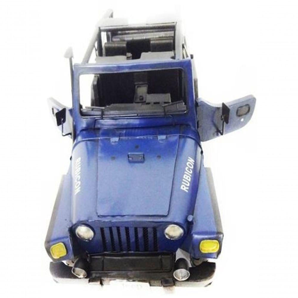 Jeep Automovel Rubicon De Ferro Fundido Vintage Retro 40Cm Azul (Cj-004)