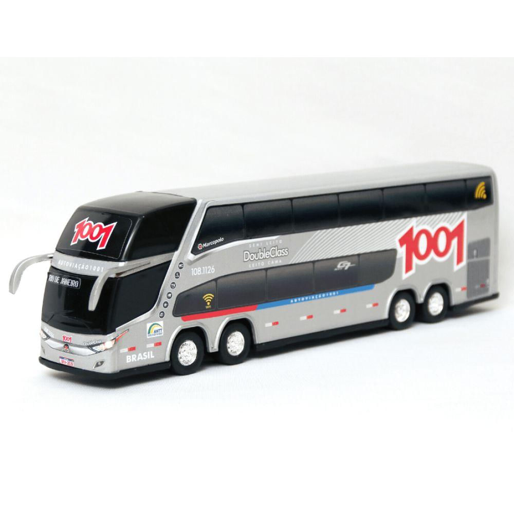 Brinquedo Ônibus Miniatura Viação 1001 Prata