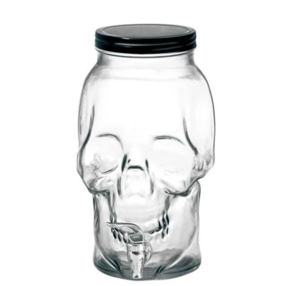 Suqueira Dispenser De Vidro Caveira Skull 5 Litros