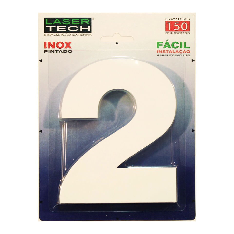 Números Inox Branco - Para Fachadas - 15Cm - (Nº 2)