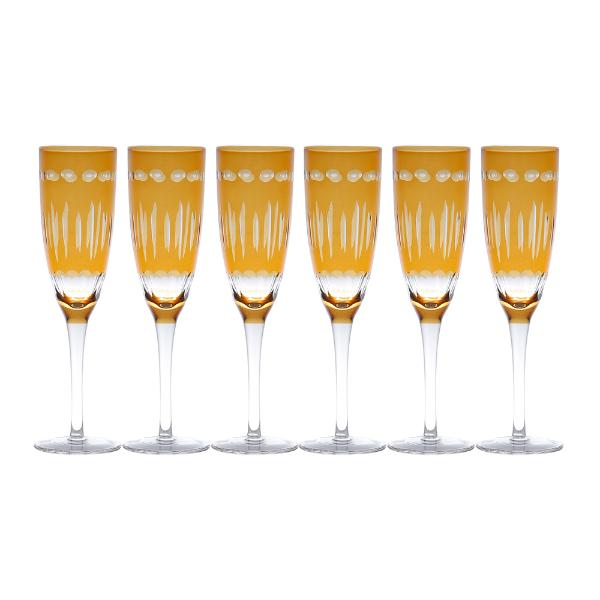 Jogo de taças para champanhe em vidro Lyor Elegance 150ml 6 peças âmbar