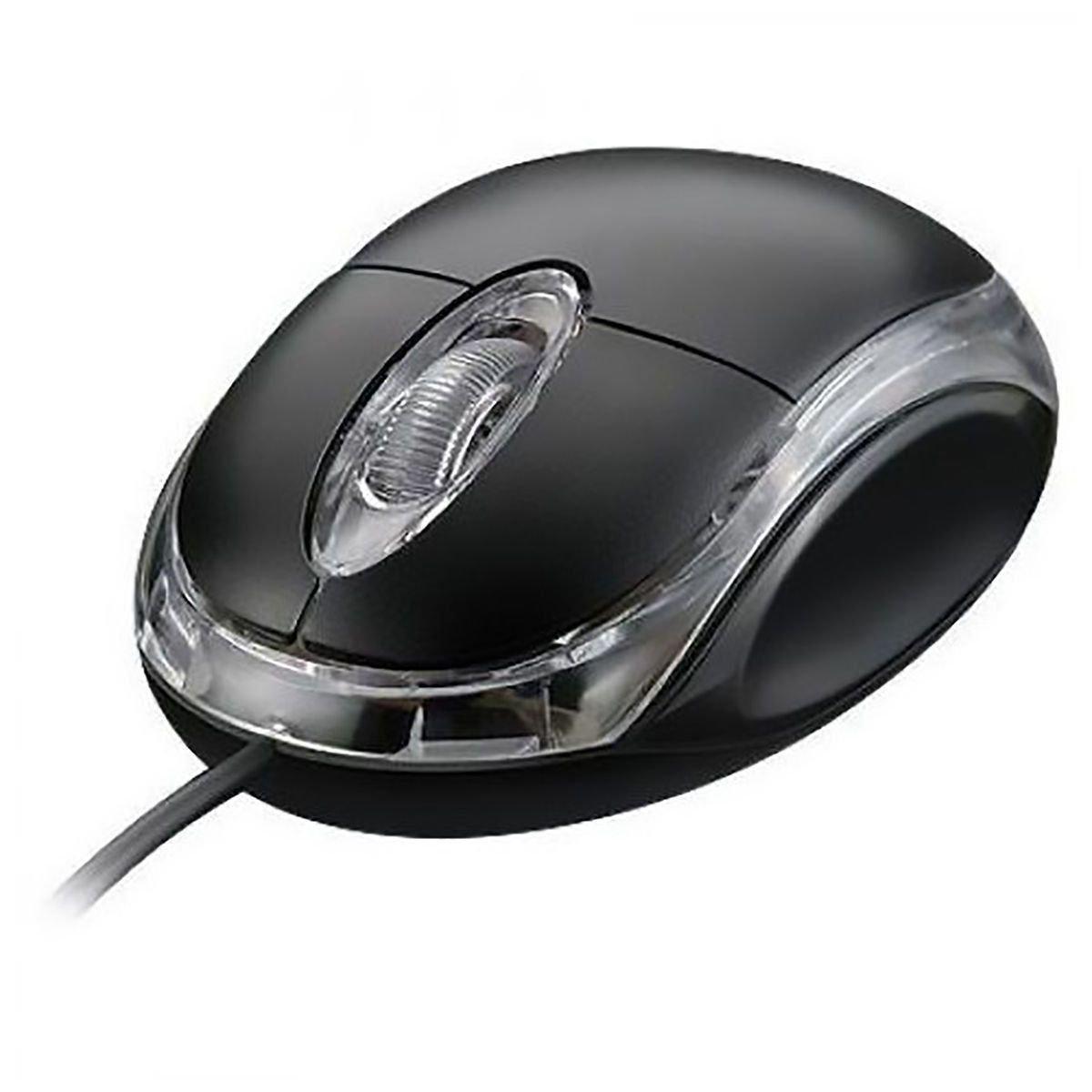Mini Mouse Usb 1000Dpi Óptico Led Azul Ms-10 Preto