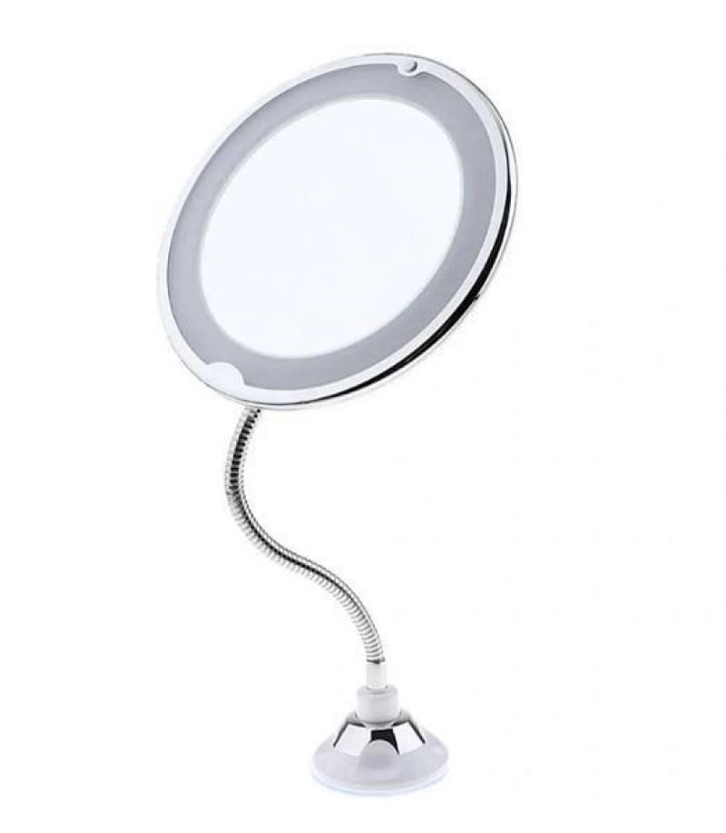 Espelho Led 360 Flexível 10X Aumento Ventosa Maquiagem Barba