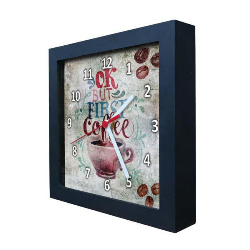 Relógio Decorativo Caixa Alta Tema Café 28X28 - Qw36