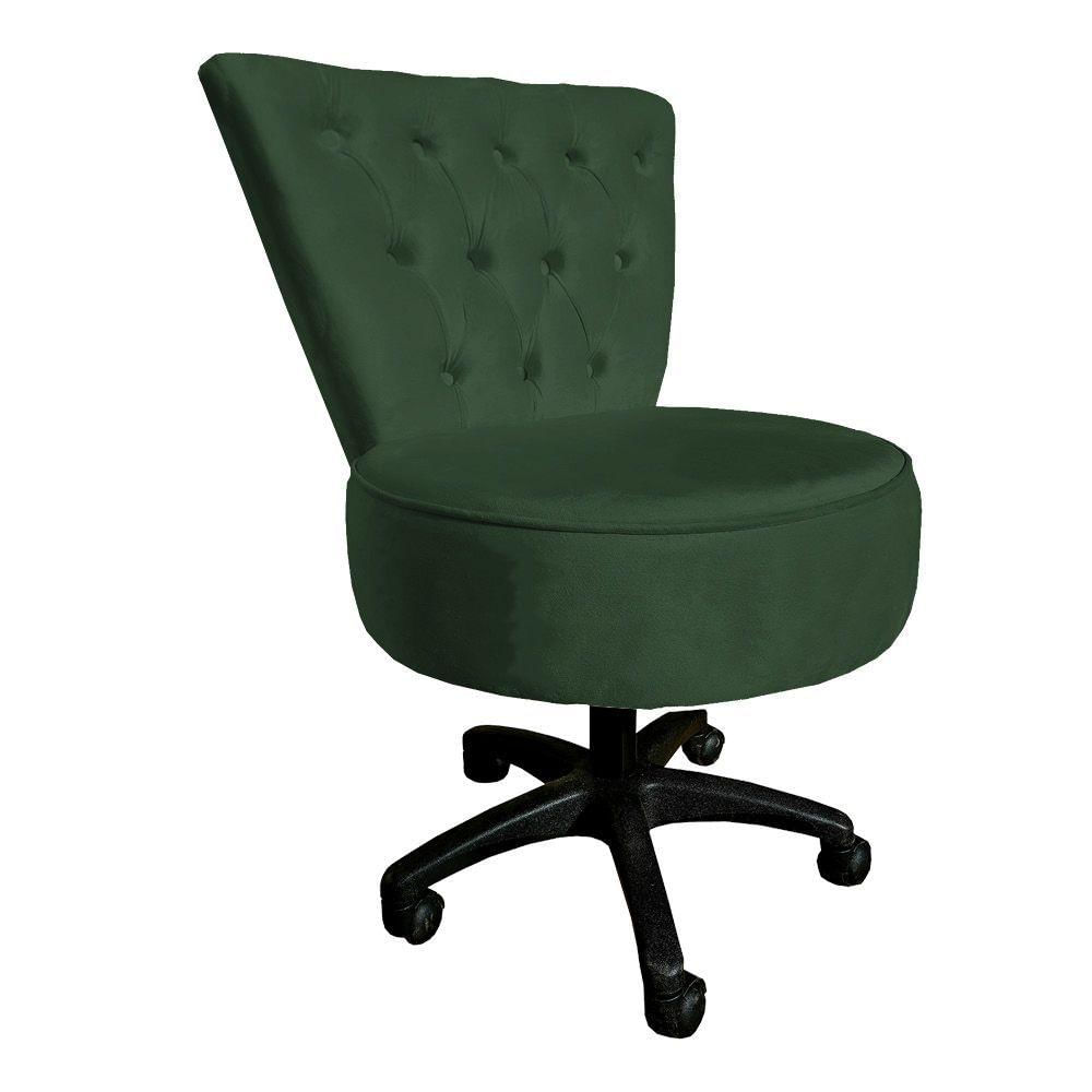 Cadeira Mocho Capitonê Elegância Veludo Verde Base Giratória - Pallazio